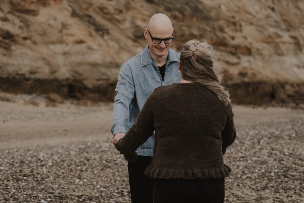 Couples session on covehithe beach