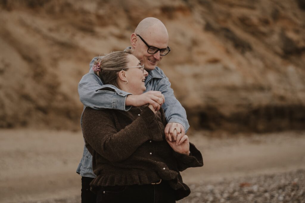 Suffolk couples' session on Covehithe beach
