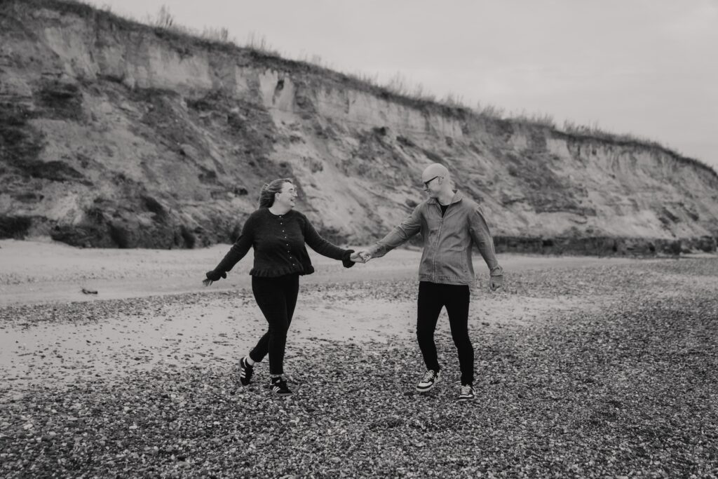 Covehithe beach in Suffolk with a couple