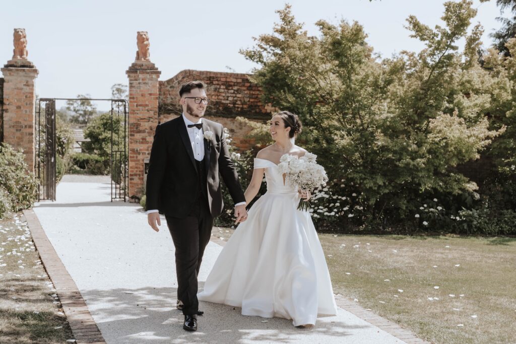 Abbie and Josh during their daytime wedding portraits at Gaynes Park