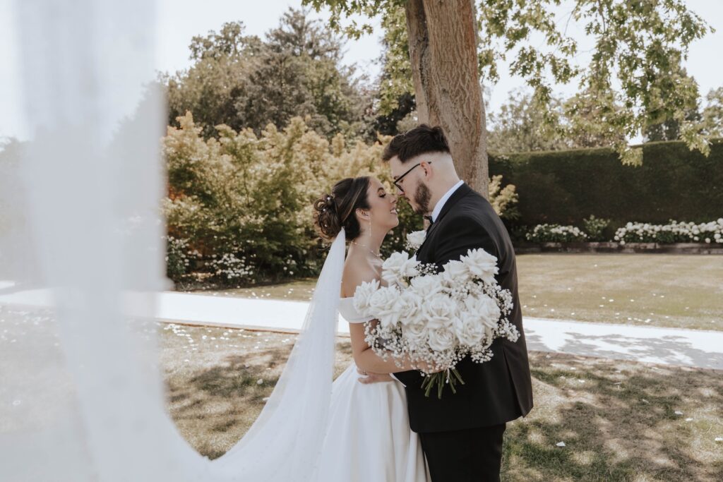 Natural wedding portrait of Abbie and Josh in Essex