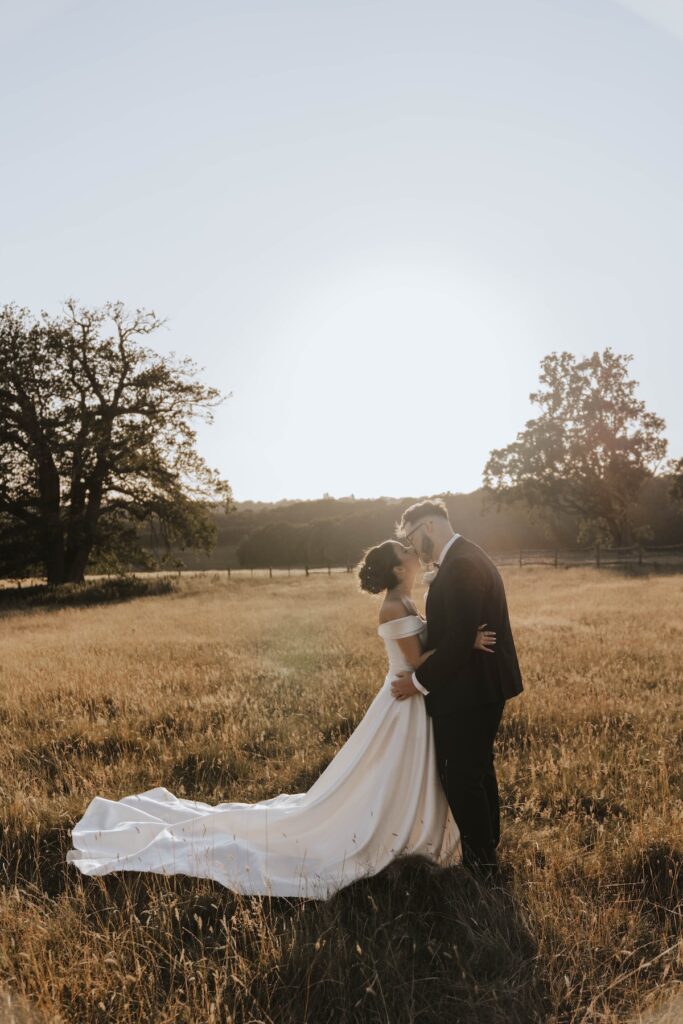 Romantic sunset wedding photography at Gaynes Park in Chelmsford