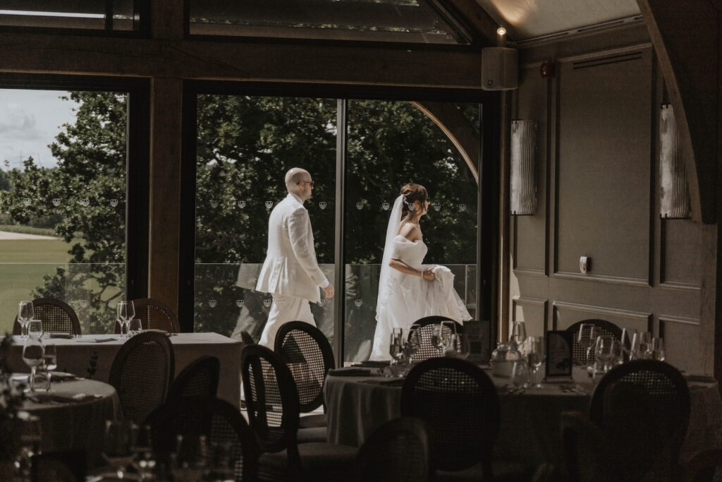 Wedding drinks reception surrounded by greenery at Marquis Suffolk