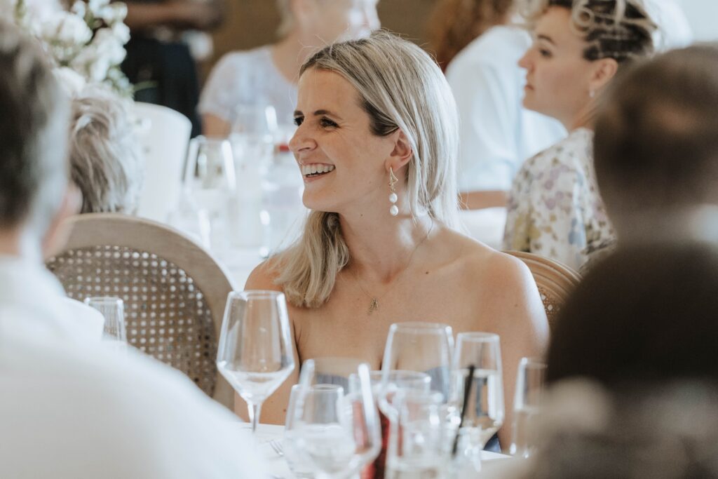 Candid reactions during Lauren and James' wedding speeches